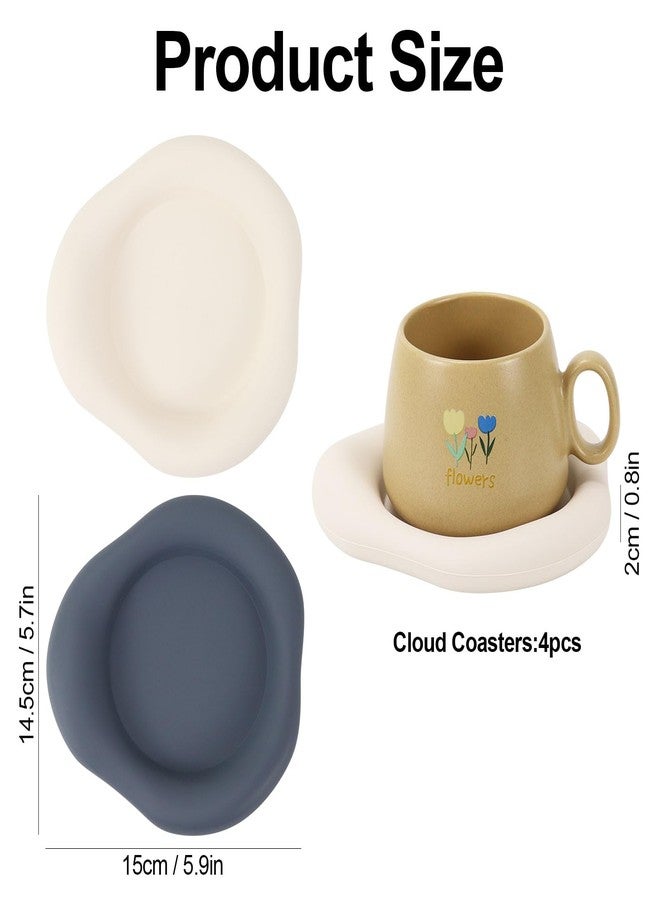 ETSPOLT Cloud Coasters, Set of 4, Absorbent Drink Pads, 5.9 inch, White and Navy Blue, Modern Table Decor - Image 3